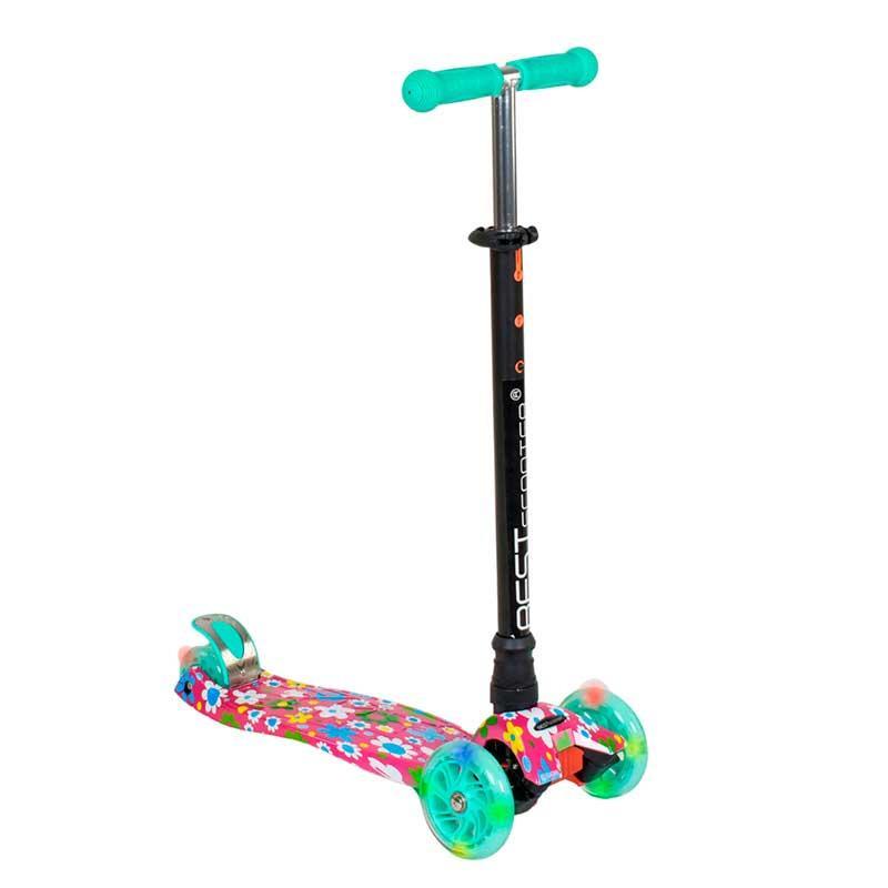 Самокат детский MAXI Best Scooter 4 колеса PU Розовый/Бирюзовый