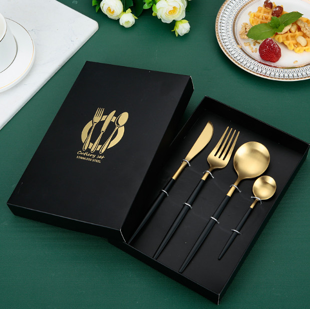 Набір столових приладів 5948 4 пр.Золотистий із чорним (4259095)