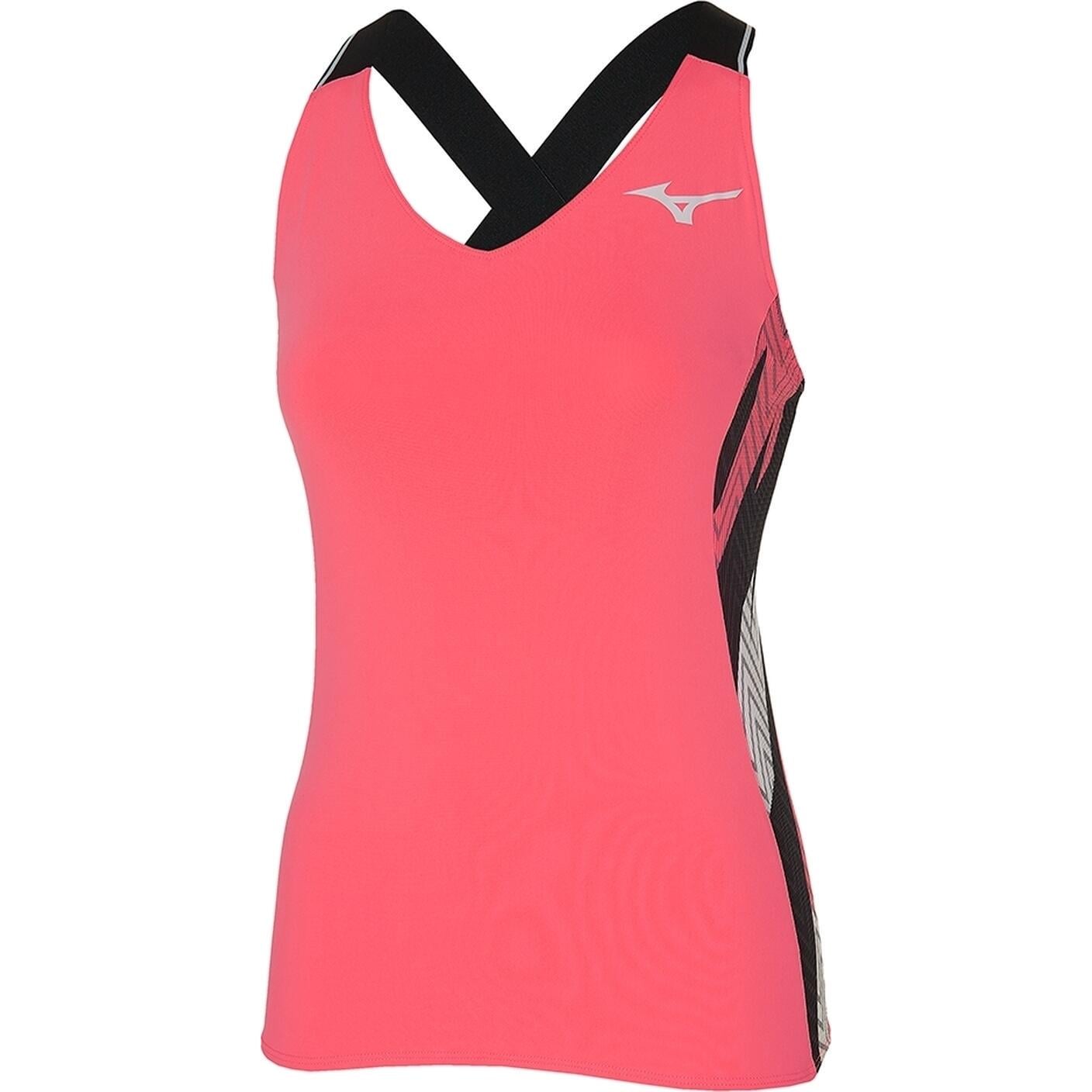 Майка для тенниса женская Mizuno PRINTED TANK XS Кораллово-бело-черный (62GA2201-63)