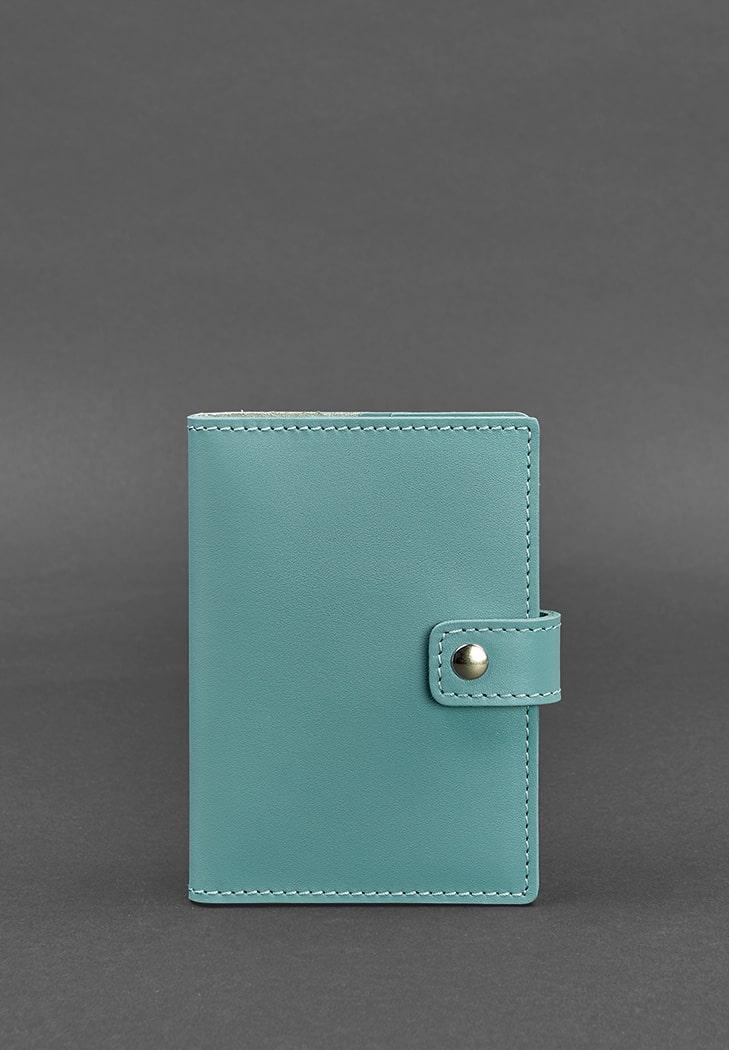 Обкладинка шкіряна для паспорта 5.0 з віконцем Бірюзовий (A-026735)