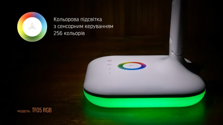 Настольная светодиодная лампа Videx 7W VL-TF05W-RGB 3000-5500K 220V с сенсорным управлением White (10034) - фото 2