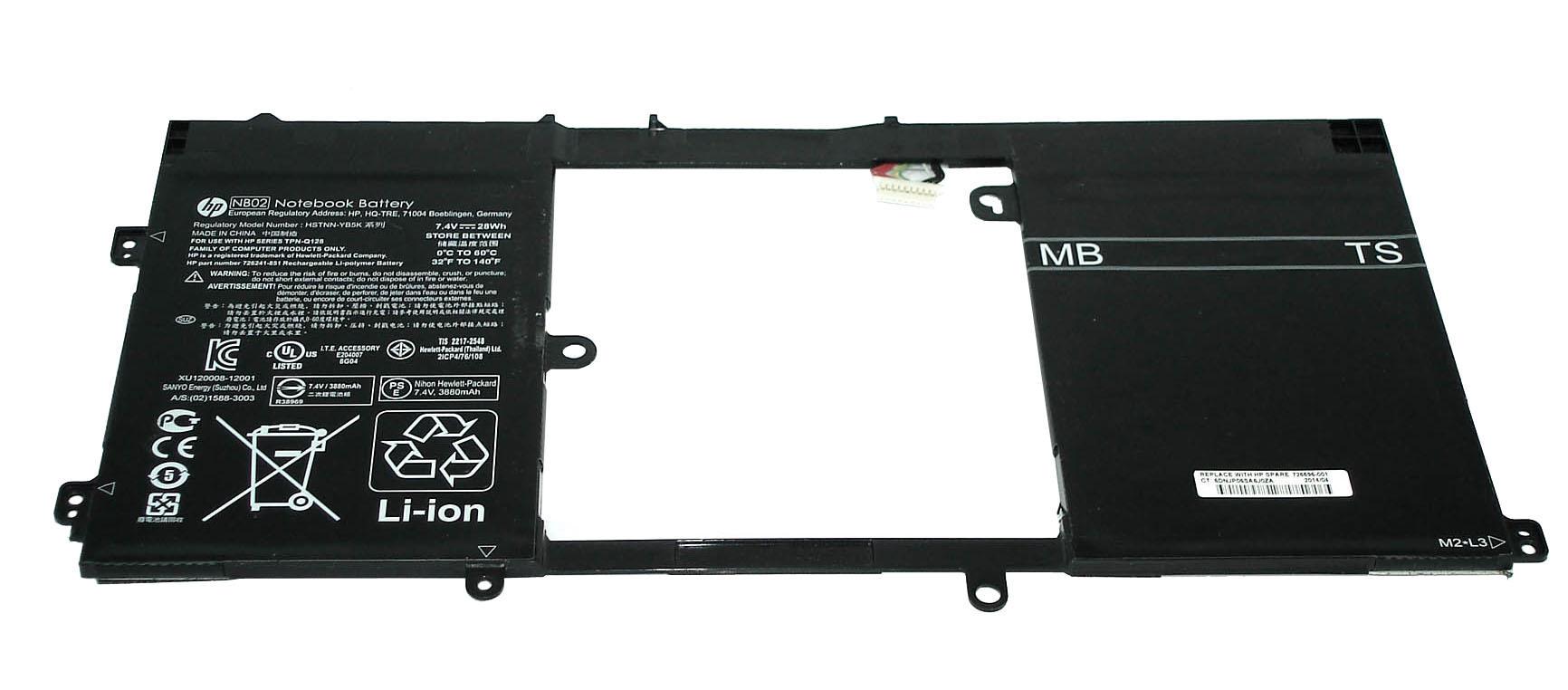 Аккумулятор для ноутбука HP Compaq NB02XL 7,4V 3750 mAh Black