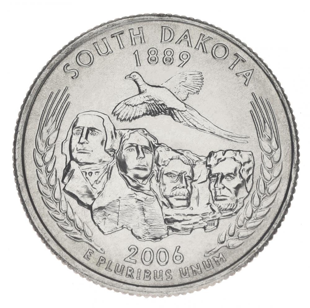 Коллекционная монета США 25 центов 2006 P Штаты и территории - Южная Дакота UNC (KM#386)