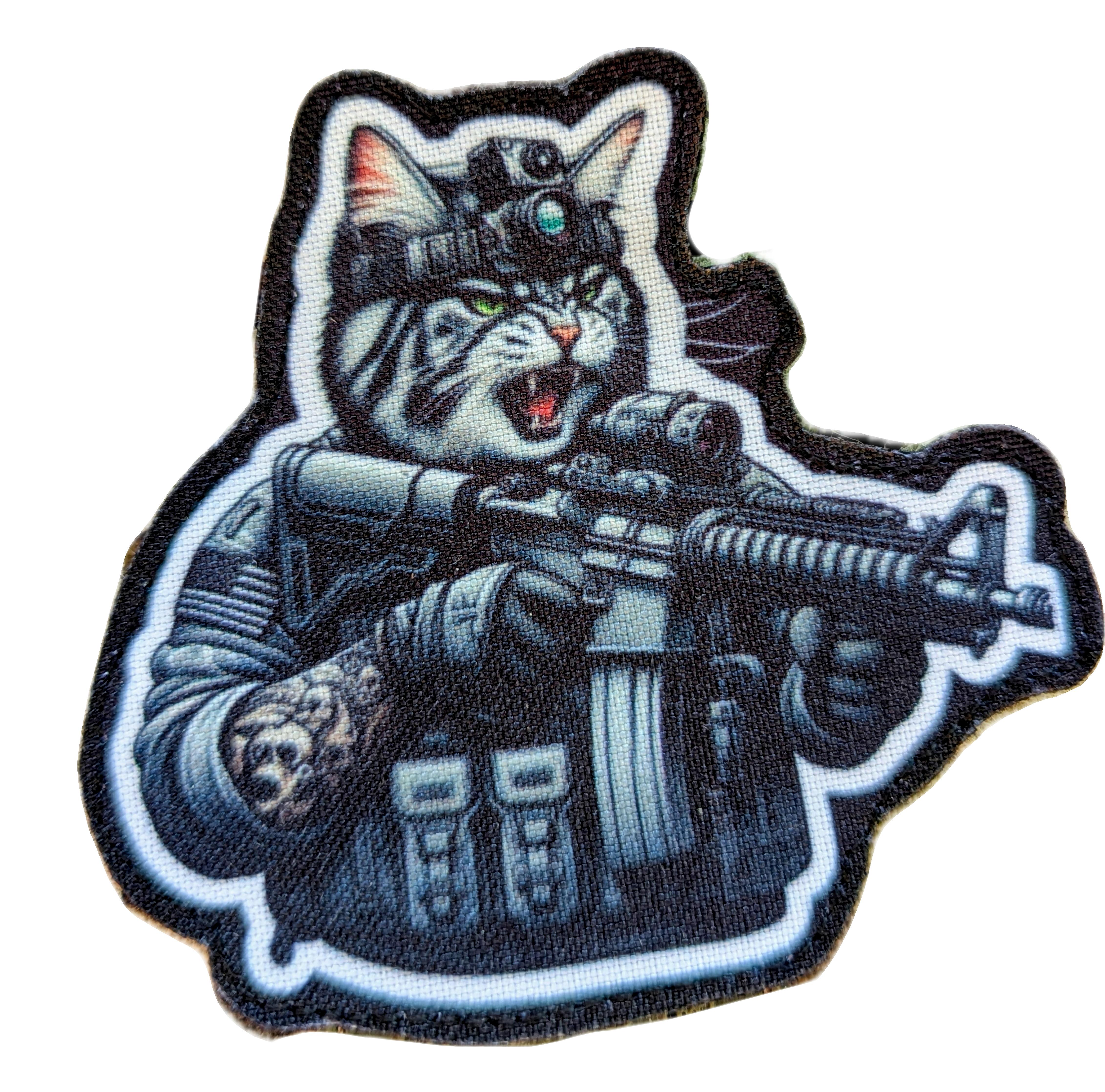 Шеврон-патч военный Кот с ПНВ фигурный на липучках (CATT6) Шеврон-патч военный Кот с ПНВ фигурный на липучках (CATT6)