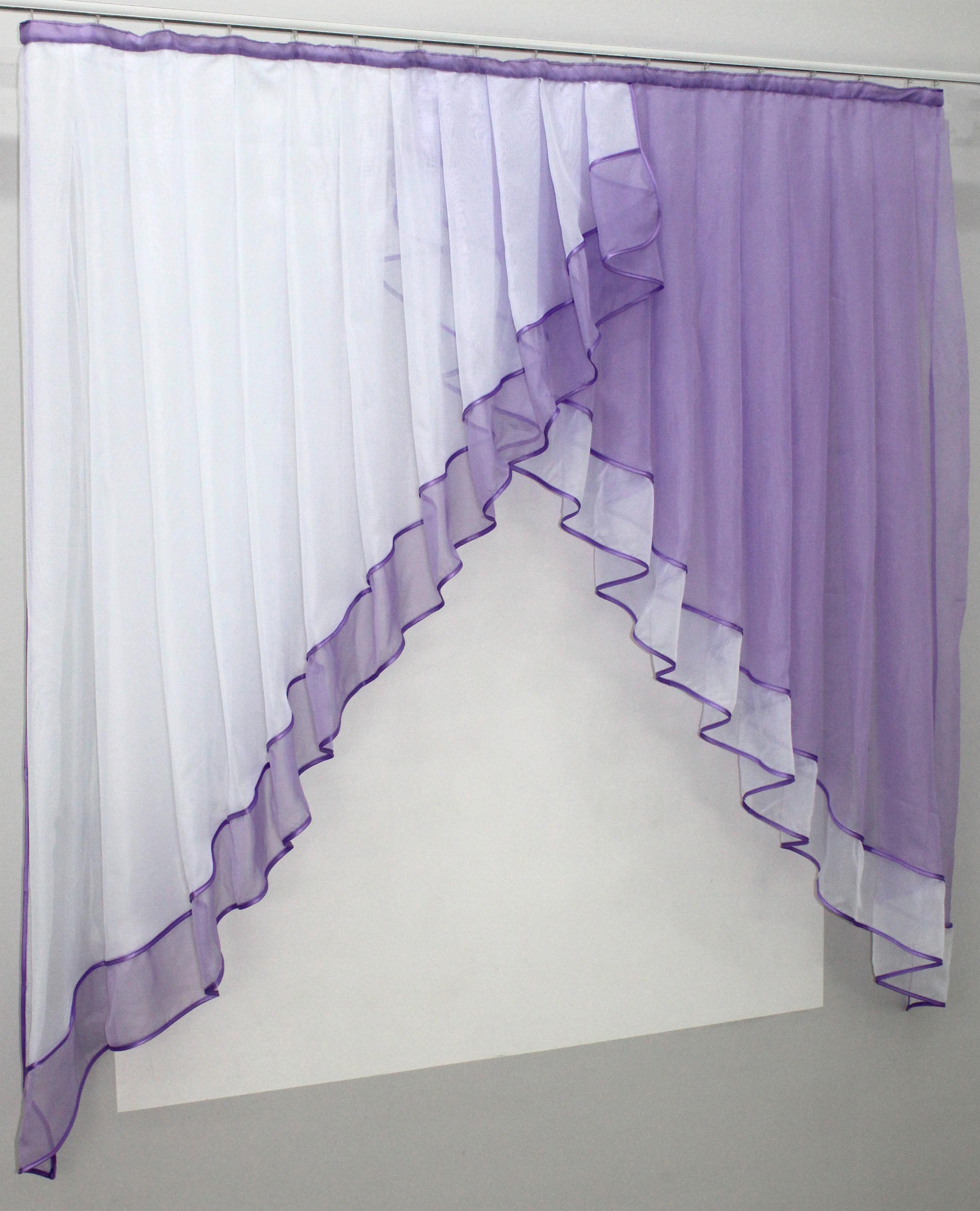 Занавеска кухонная VR-Textil № 023к 150х150 см Белый/Сиреневый (50-519) - фото 2