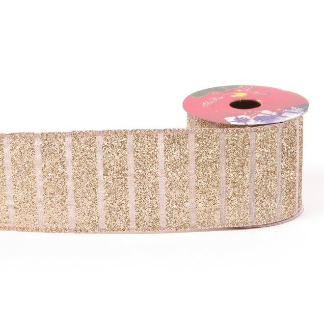 Лента новогодняя декоративная Flora 6,3 см х 2,7 м Золотой (43330)