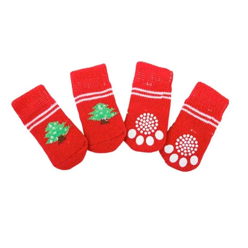 Шкарпетки для собак Lesko DT812 Ялинка з неслизькими накладками L 4 шт. (31457589)