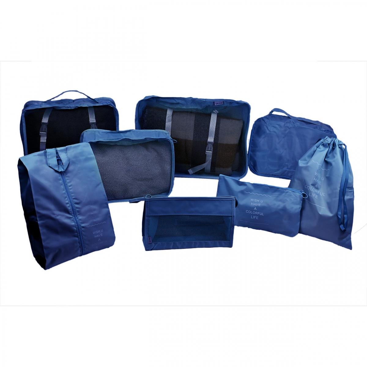 Комплект дорожніх органайзерів з нейлону 8в1 для валізи/рюкзака та ручної поклажі Синій (КДО-40-14) - фото 5 Комплект дорожніх органайзерів з нейлону 8в1 для валізи/рюкзака та ручної поклажі Синій (КДО-40-14) - фото 5