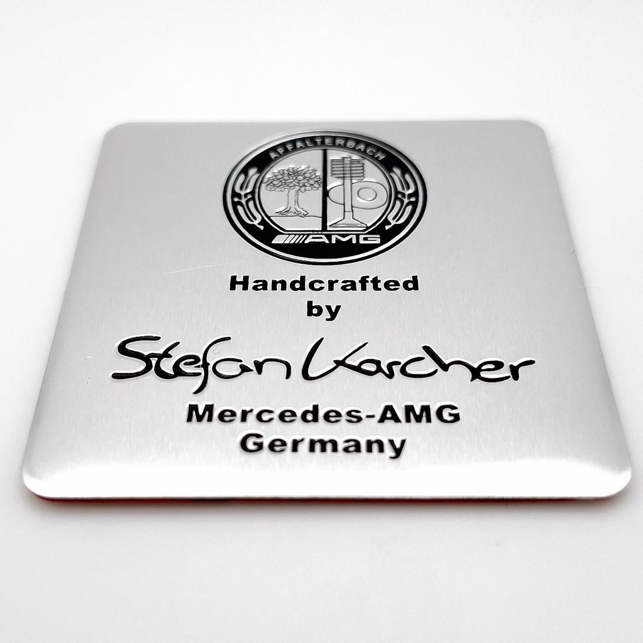 Эмблема алюминиевая Affalterbach AMG Handcrafted Stefan Karcher Mercedes Benz 6,5х6,5 см Хром/Черный (2828203786)