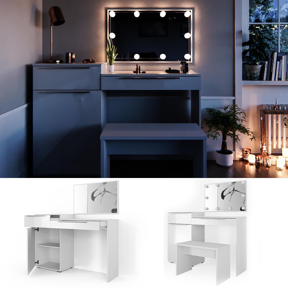 Туалетный столик Vicco Lilli Small с подсветкой и скамейкой Белый глянец - фото 2 Туалетный столик Vicco Lilli Small с подсветкой и скамейкой Белый глянец - фото 2