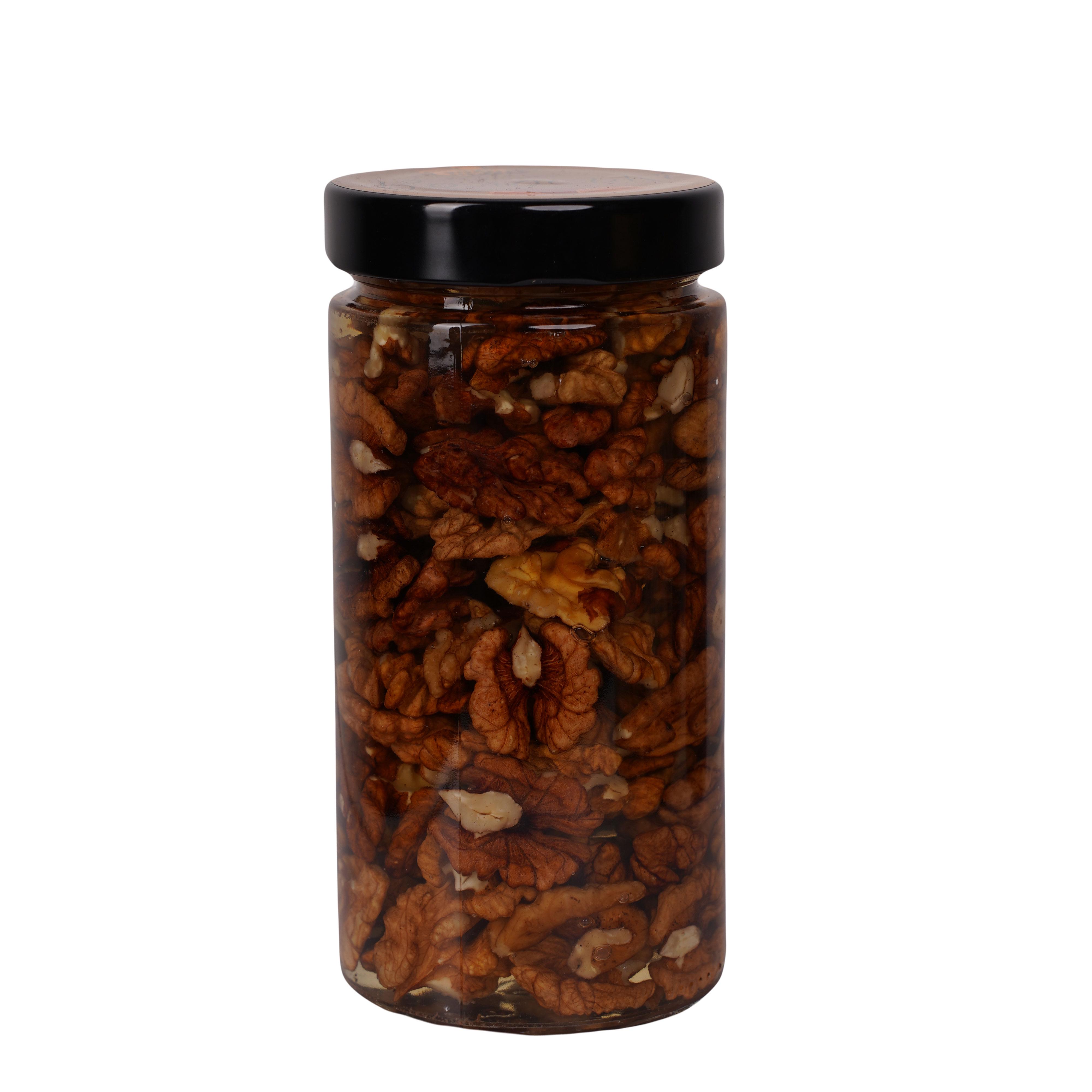 Мёд акациевый пчелиный с грецким орехом Золотой Нектар в стеклянной банке украинский 1 кг