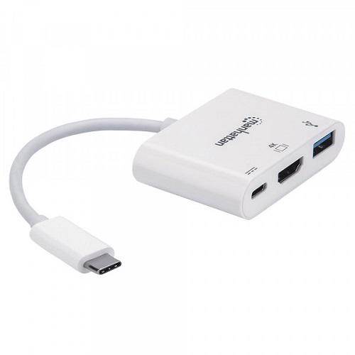 Док-станція Manhattan 152945 USB3.1 Type-C HDMI/USB 3.0/PD 60W White - фото 2