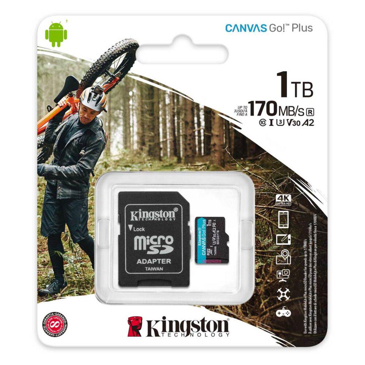 Карта памяти microSDXC Kingston Canvas Go Plus 1TB UHS-1 U3 class 10 A2 V30 R170MB/s W90MB/s ADAPTER SD (SDCG3/1TB) - фото 3