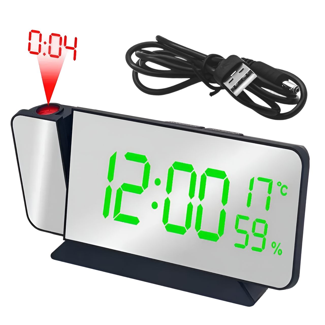 Часы с проекцией 20х10х7 см Черный (25507192)