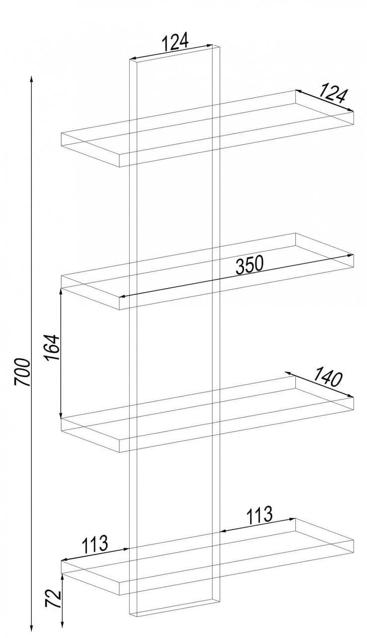 Полка навесная Kontinent PN-5 35х14х70 см Антрацит (59153119) - фото 4 Полка навесная Kontinent PN-5 35х14х70 см Антрацит (59153119) - фото 4