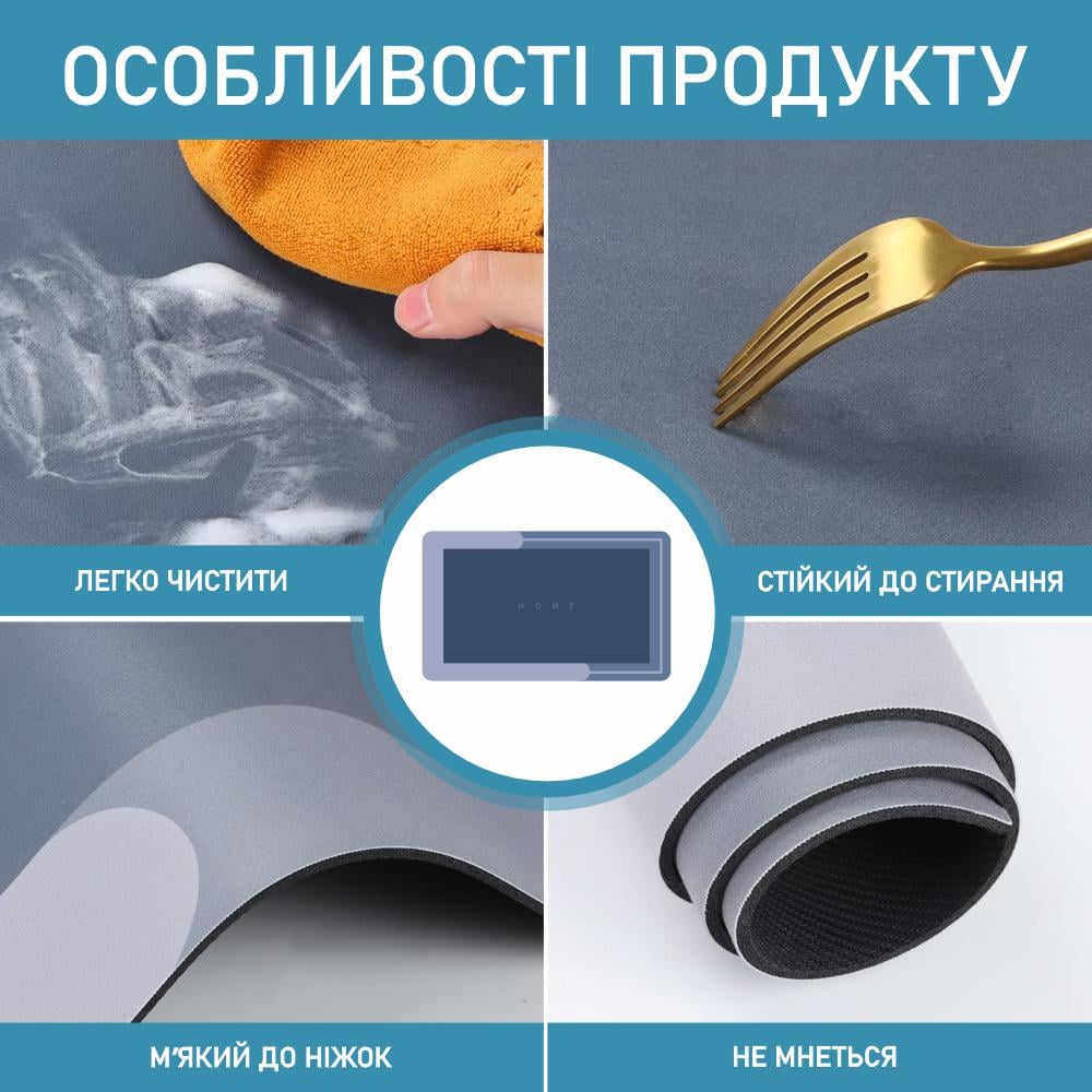 Коврик для ванной комнаты Aquarius Home 50х80 см Голубой (300101) - фото 3 Коврик для ванной комнаты Aquarius Home 50х80 см Голубой (300101) - фото 3