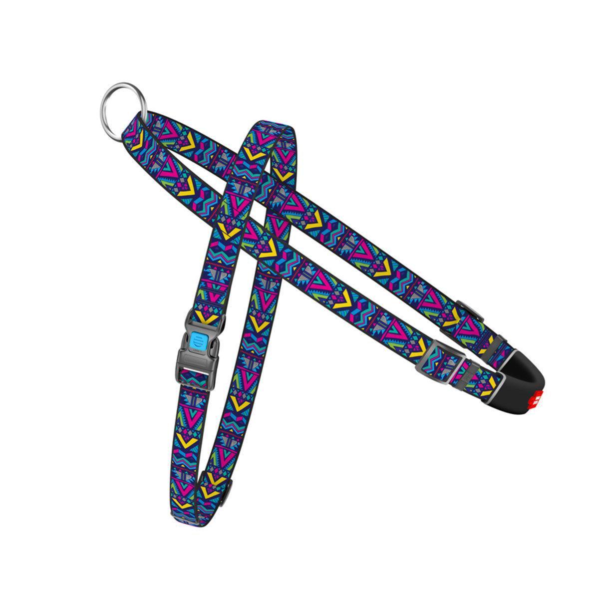 Шлея для собак быстросъемная Waudog Nylon Инди с QR паспортом/пластиковым фастексом 25 мм х 60-80 см х 70-100 см (5396 Col)