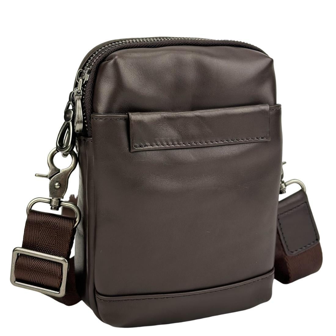 Мужская сумка кожаная Tiding Bag 1631C Коричневый (2656559528)