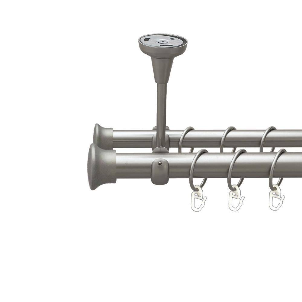 Карниз Orvit Дуо металевий дворядний відкритий до стелі гладка труба кільце металеве 25/19 мм 300 см Сатин (00-00023895)