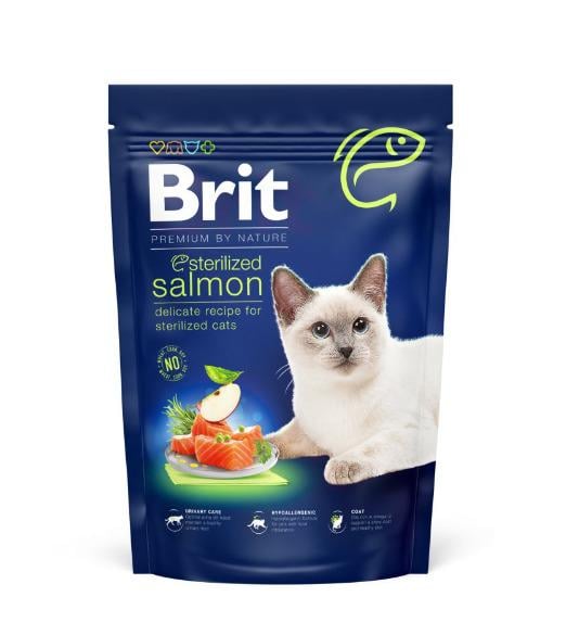 Корм сухой для стерилизованных кошек Brit Premium Cat by Nature Sterilised с лососем 800 г (171856)