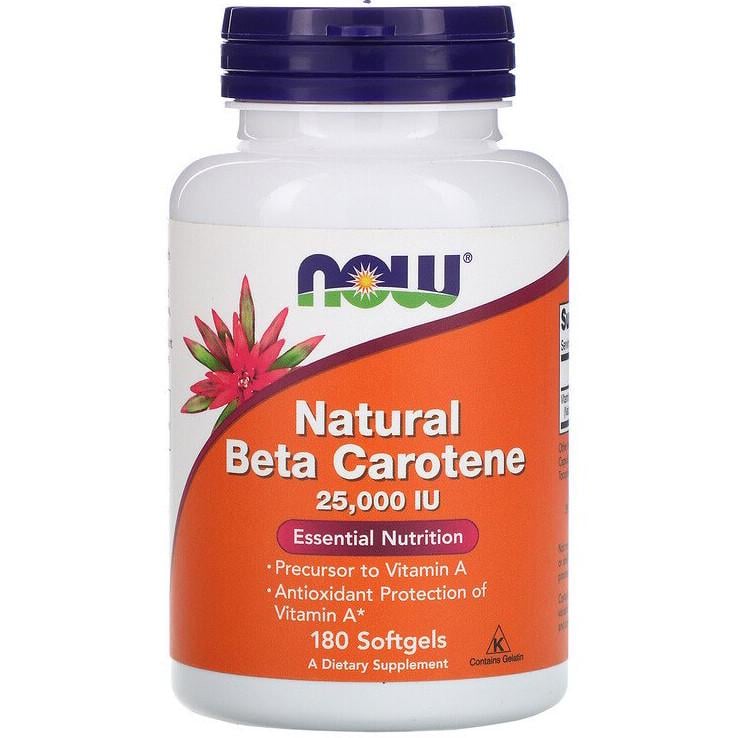 Витамин A NOW Foods Natural Beta Carotene 25000 IU 180 Softgels