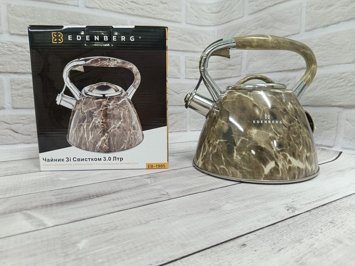 Чайник Edenberg со свистком 3 л из нержавеющей стали Brown (EB-1985) - фото 5 Чайник Edenberg со свистком 3 л из нержавеющей стали Brown (EB-1985) - фото 5