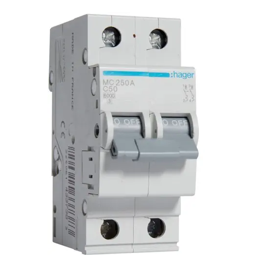 Выключатель автоматический Hager 6кА 2р C-50A (27384454)