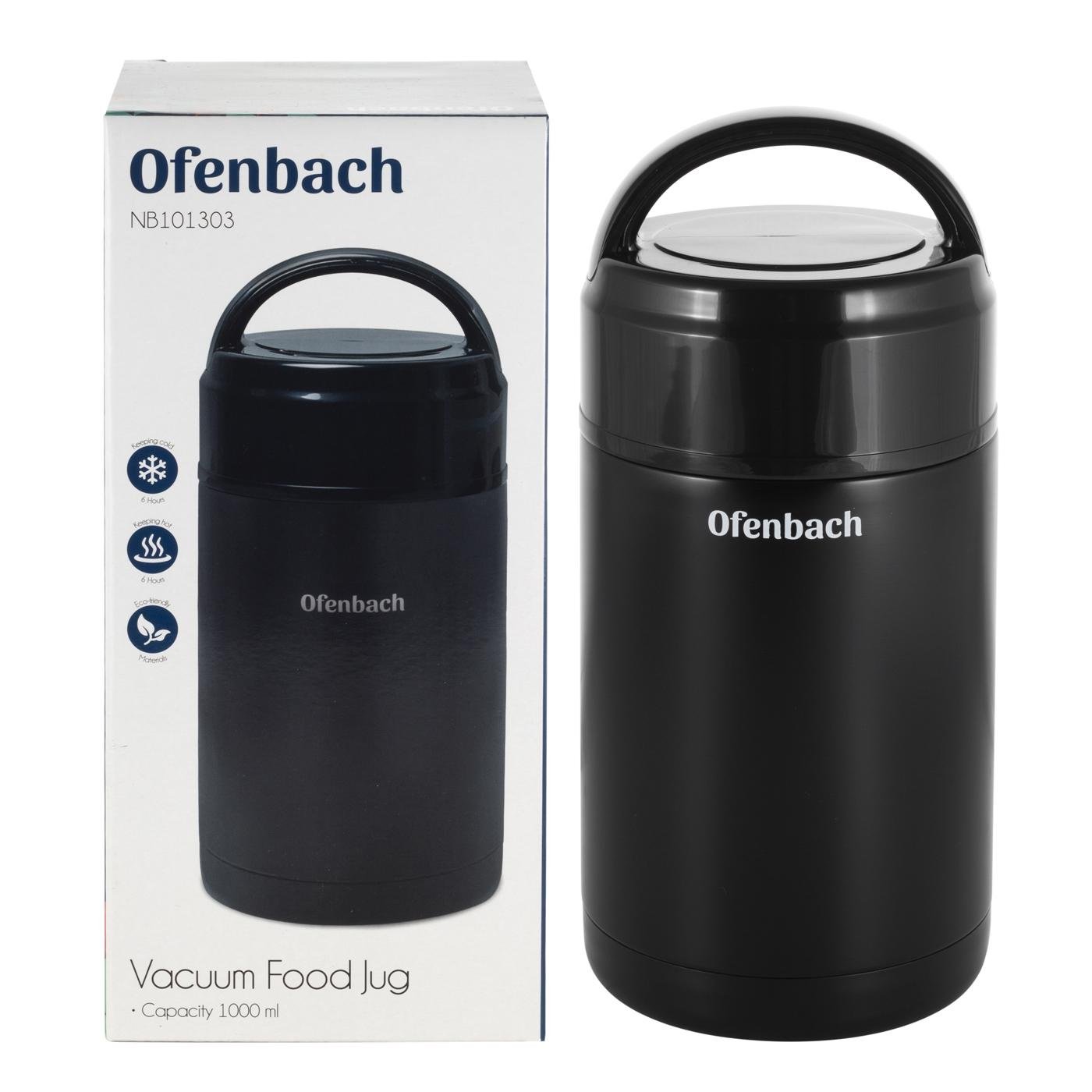 Термос харчовий для їжі з ручкою Ofenbach KM-101303 з нержавіючої сталі 1000 мл Чорний (150-84-101303) - фото 8 Термос харчовий для їжі з ручкою Ofenbach KM-101303 з нержавіючої сталі 1000 мл Чорний (150-84-101303) - фото 8