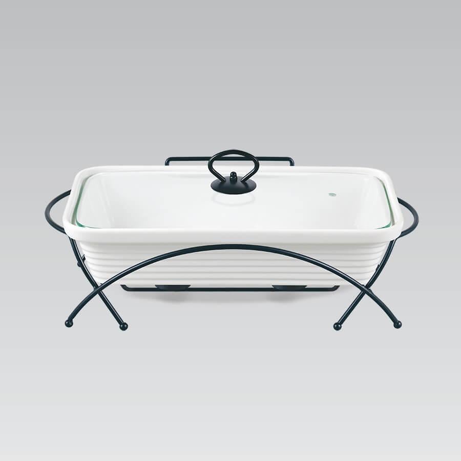 Мармит керамический Maestro MR-11362-73 прямоугольный с подогревом на 2 свечах 1,7 л Белый (2726530301)