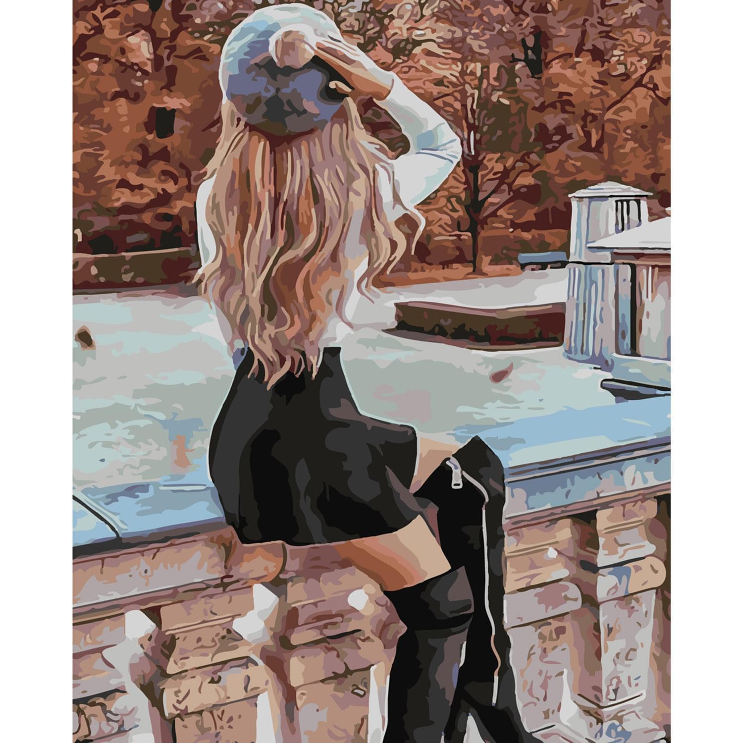 Картина по номерам Strateg Девушка в берете 40x50 см (SY6309)