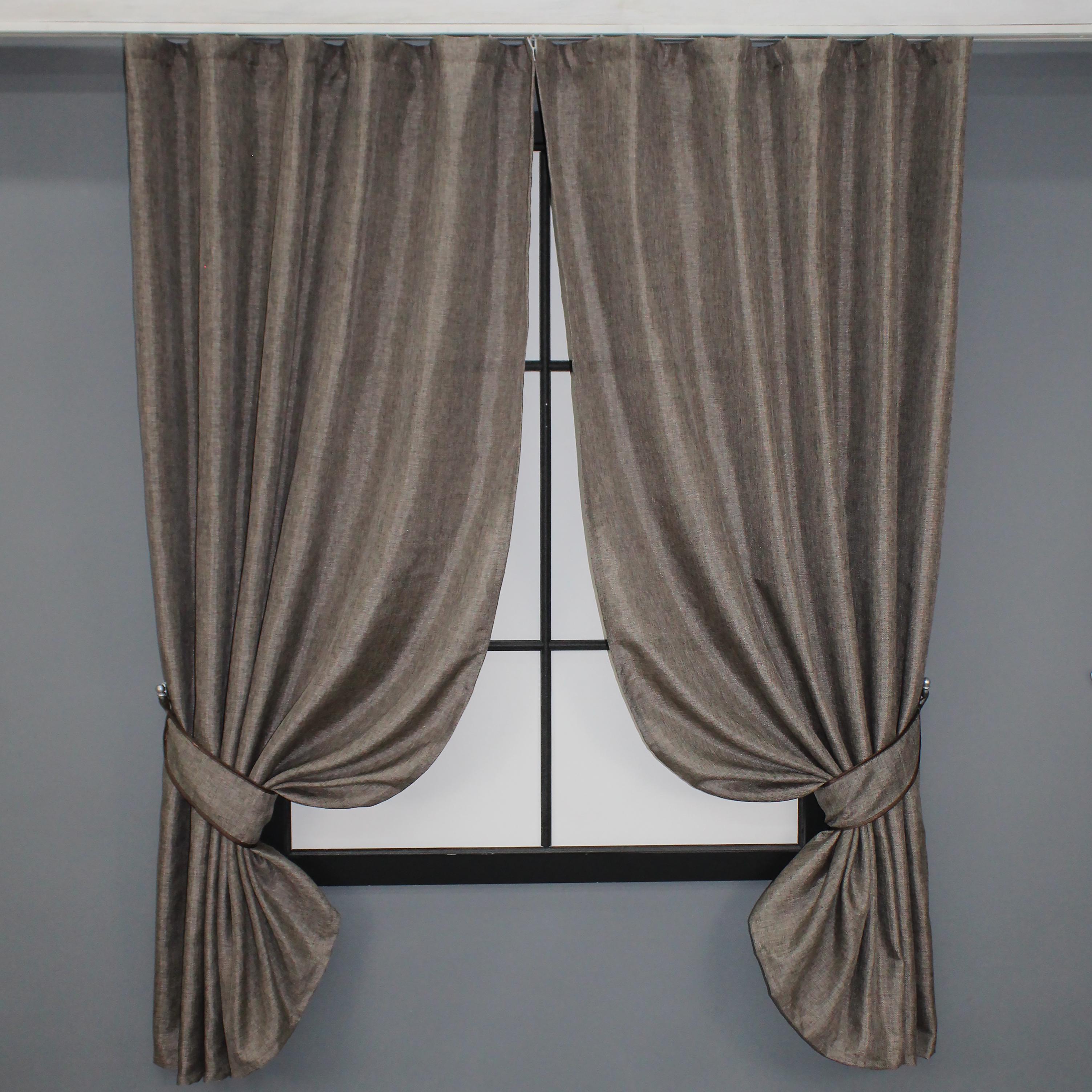 Комплект коротких штор VR-Textil Лен Мешковина № 359ш 130х170 см 2 шт. Темное какао (35-0127)