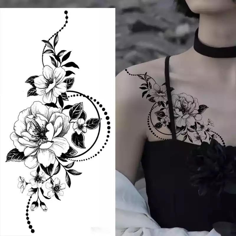 Тату тимчасове водостійке 3D велике Квіти з візерунком FF-097 17,5х8,5 см (4419521) - фото 2 Тату тимчасове водостійке 3D велике Квіти з візерунком FF-097 17,5х8,5 см (4419521) - фото 2