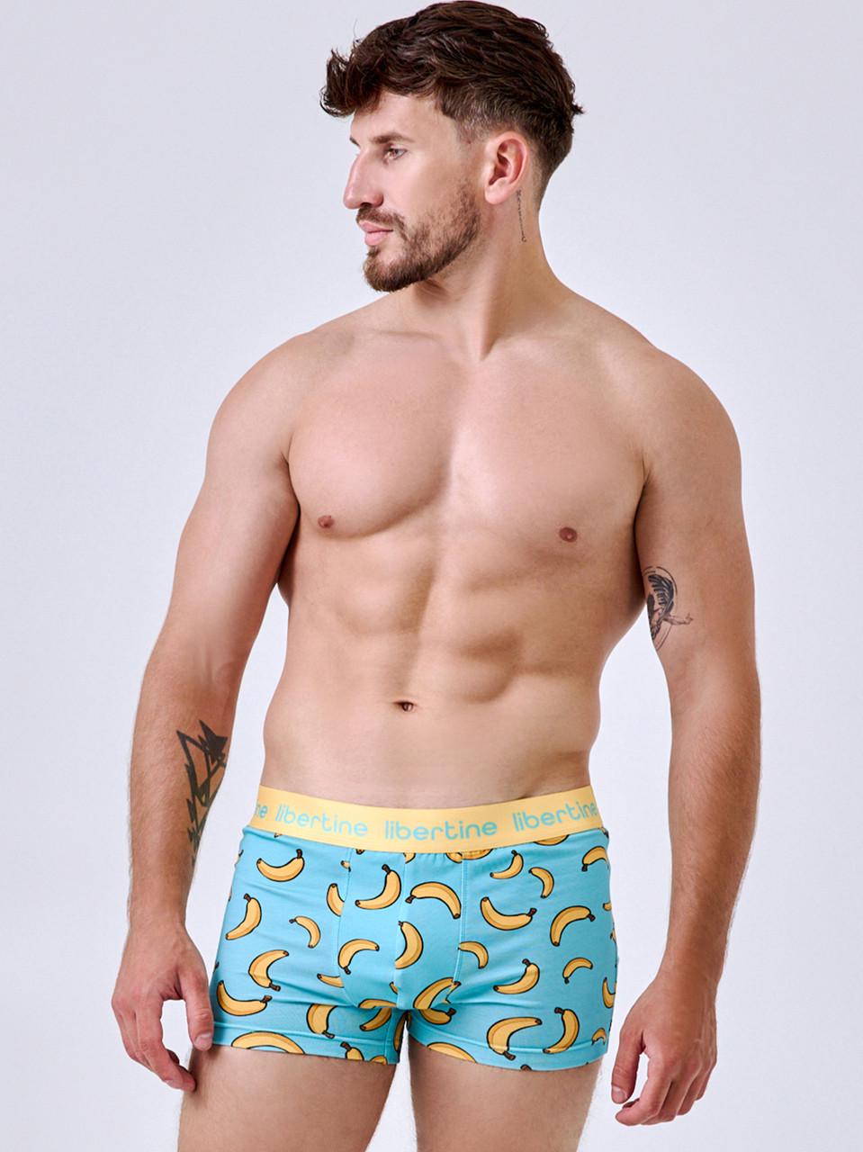 Трусы-боксеры мужские Libertine с принтом бананов из хлопка M Голубой (1122/16317)