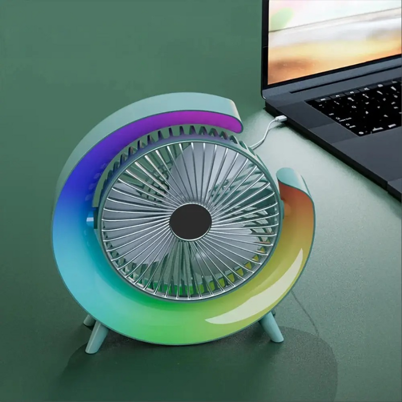 Вентилятор компактный настольный с RGB-подсветкой USB Зеленый (2598228292) Вентилятор компактный настольный с RGB-подсветкой USB Зеленый (2598228292)
