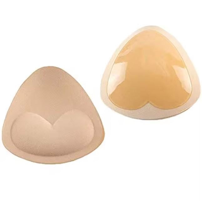 Вкладки самоклеящиеся силиконовые в купальник Сердечка двойной пуш-ап 2 см Бежевый (ВТ-Р9004-BE)