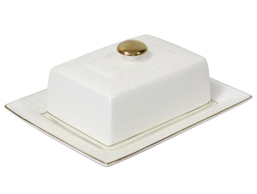 Масленка фарфоровая Interos Снежная Королева квадратная Белый (606820-А)