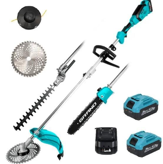 Тример газонний акумуляторний Grand АТГ-20 4в1 безщітковий мотор/2 АКБ 4 Аг/ЗП/насадка кущоріз/насадка висоторіз (25238471)