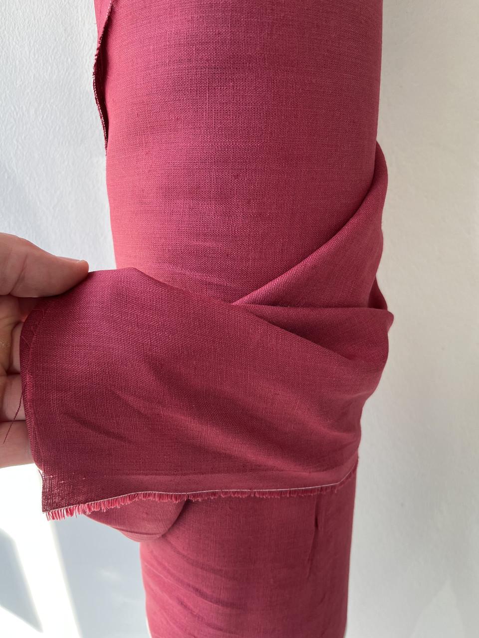 Ткань LINEN PLUS 100% лен 140 см 1368 Бордовый - фото 2