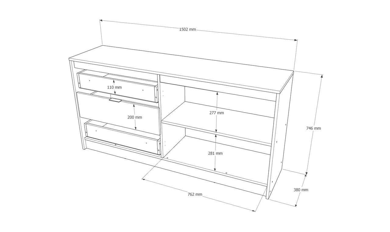 Комод с дверью и 3-мя ящиками Эверест Сити-1500 150 2х38х74 6 Дуб сонома/Графит (EVR-071101) - фото 6 Комод с дверью и 3-мя ящиками Эверест Сити-1500 150 2х38х74 6 Дуб сонома/Графит (EVR-071101) - фото 6
