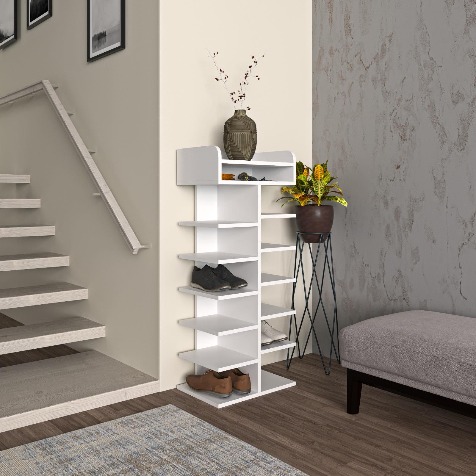 Полиця-підставка для взуття підлогова MEBLIBUD LADDER 50х34х120 Білий - фото 2 Полиця-підставка для взуття підлогова MEBLIBUD LADDER 50х34х120 Білий - фото 2