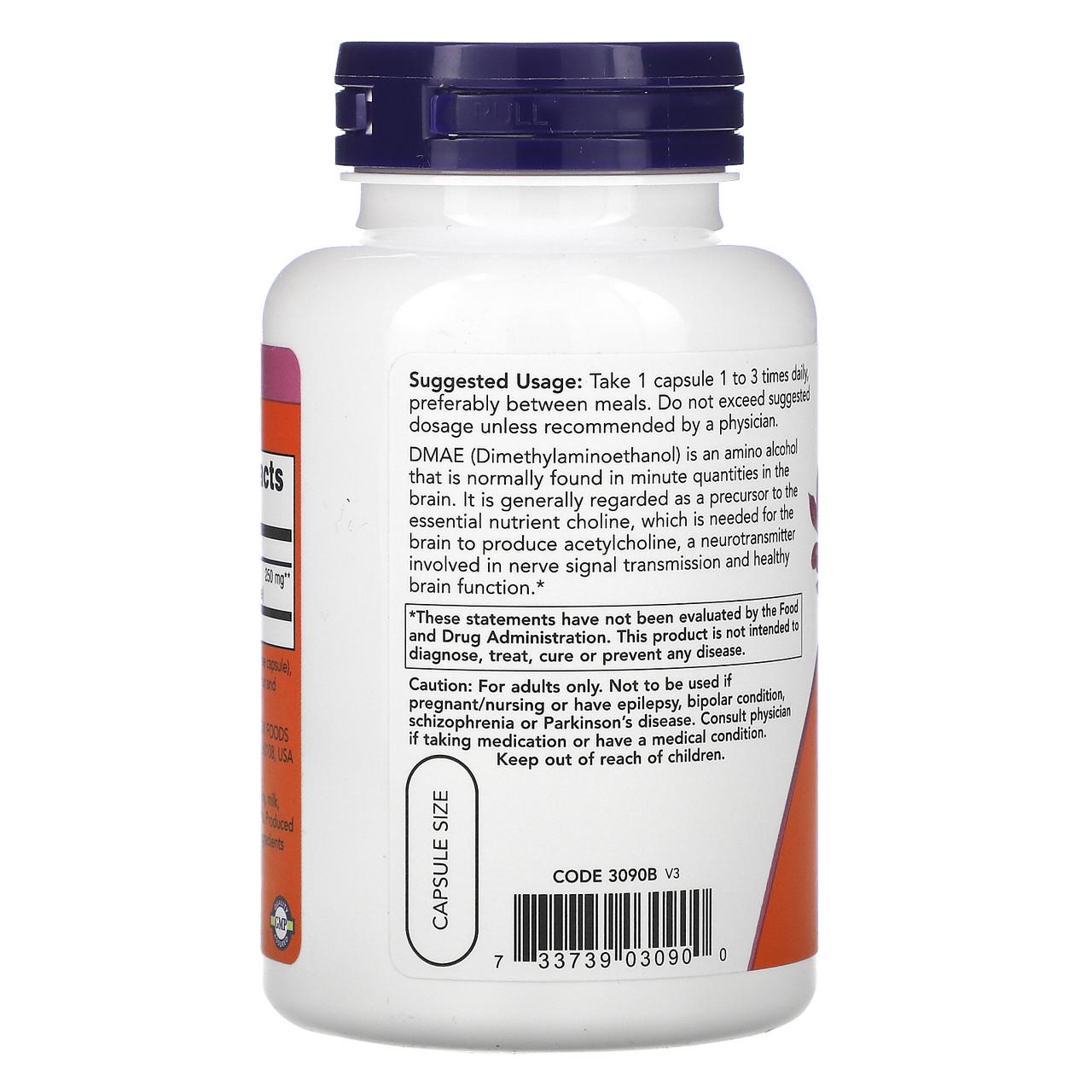 Диметиламиноэтанол NOW Foods DMAE 250 мг 100 капсул (1007380752) - фото 3 Диметиламиноэтанол NOW Foods DMAE 250 мг 100 капсул (1007380752) - фото 3