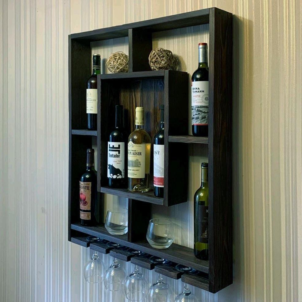 Полка для вина настенная из дерева Сибецу Венге (ПНК-011112)