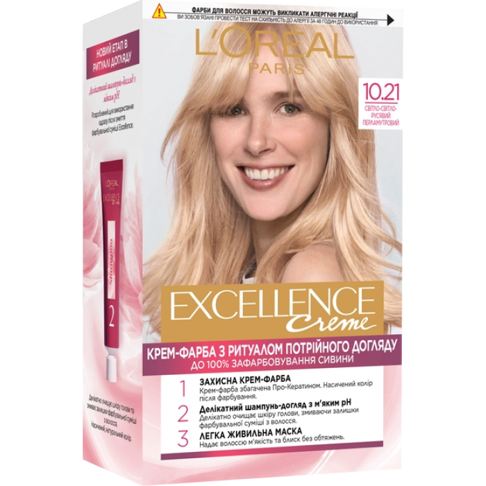 Краска для волос L'Oreal Paris Excellence оттенок 10.21 Светло-русый перламутровый (222424/781225)