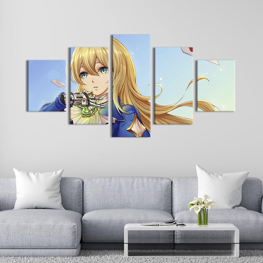 Модульная картина из 5 частей на холсте Героиня аниме Вайолет Эвергарден 162x80 см (656-52)