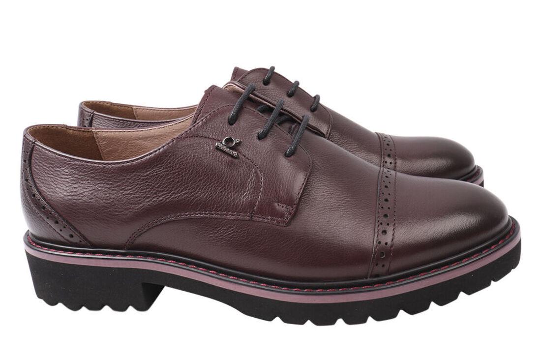 Туфли женские Anemone из кожи на низком ходу на шнуровке р. 38 Бордо (173-21DTC)