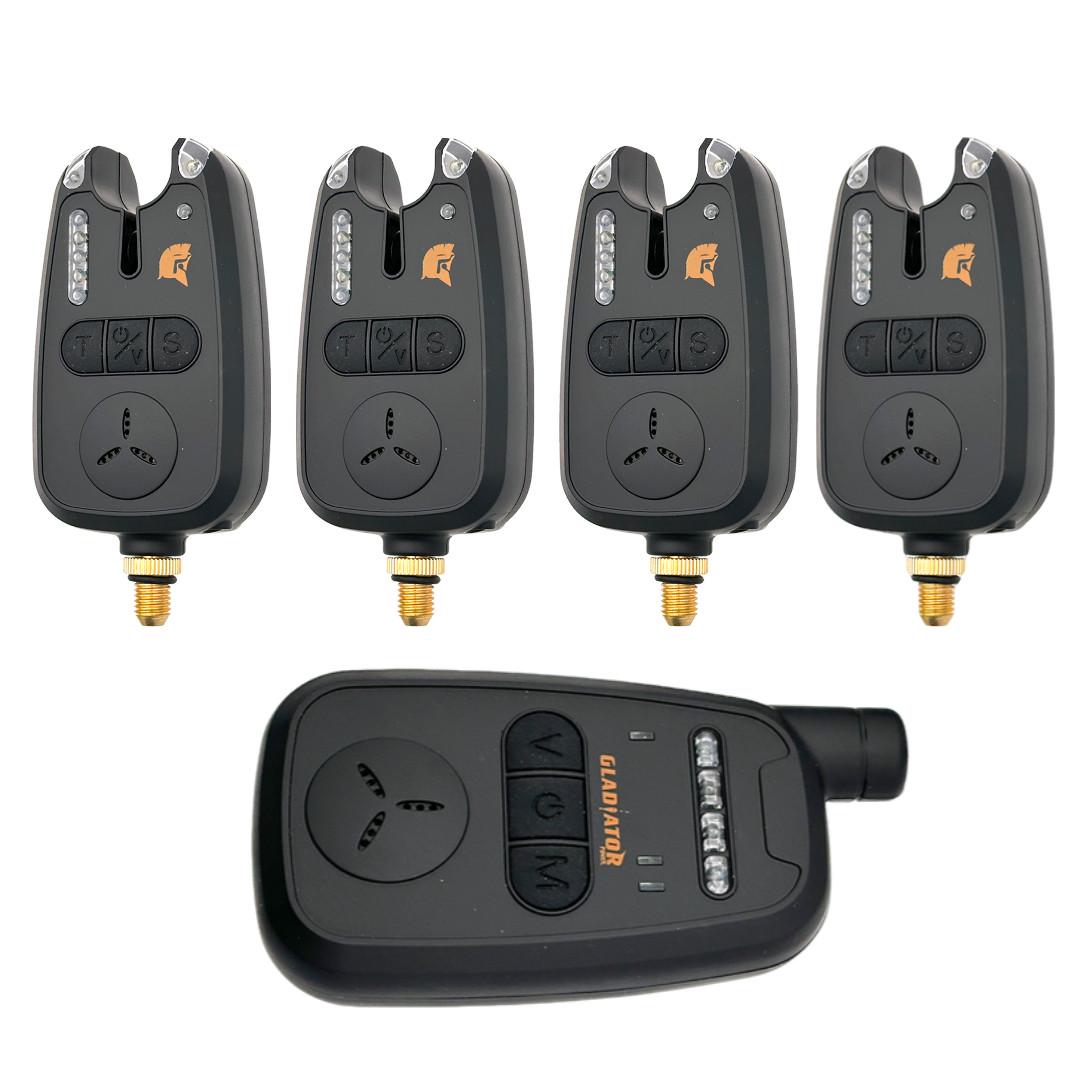 Набор сигнализаторов поклевки Gladiator RF298 4+1 с пейджером в кейсе Black (RF2984)