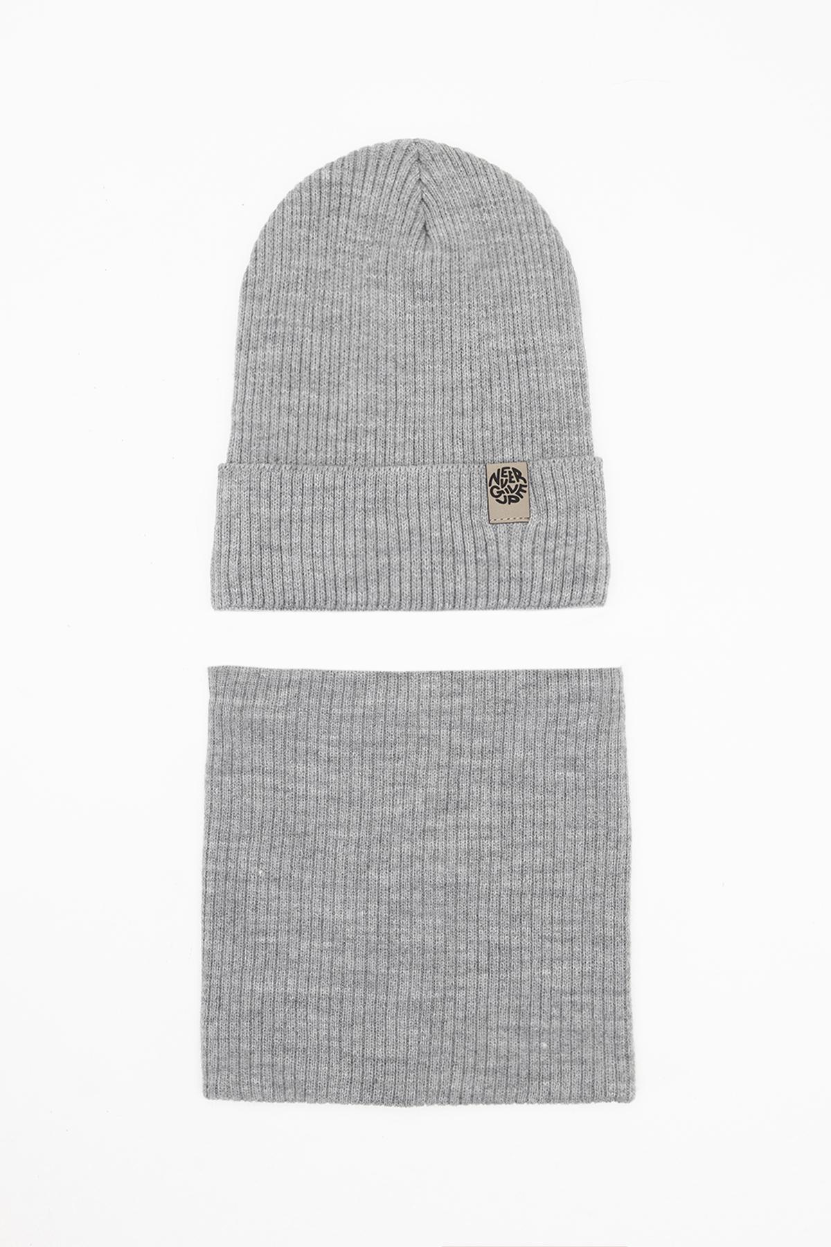 Комплект для мальчика шапка/шарф 50-52 см Серый (ЦБ-00263002)