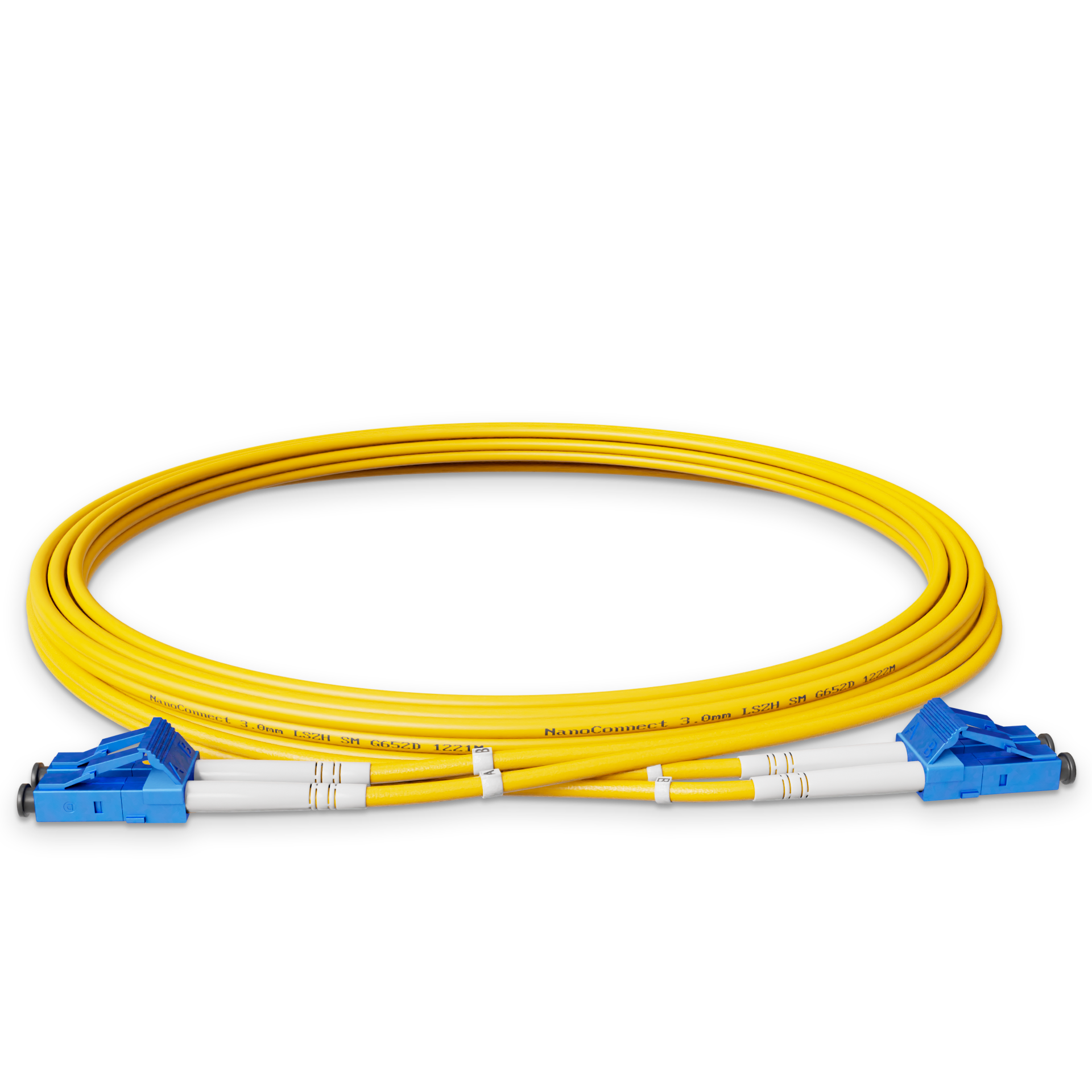 Патч-корд оптический Duplex LC/UPC-LC/UPC LSZH Singlemode G.657.А2 (SM) Flex 2 мм 3 м Желтый (12717)