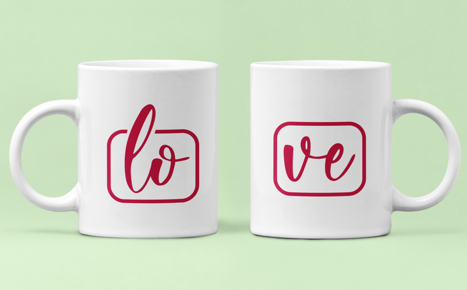 Чашки парні "Love" для закоханих 330 мл Білий (ВЛ100Ч)