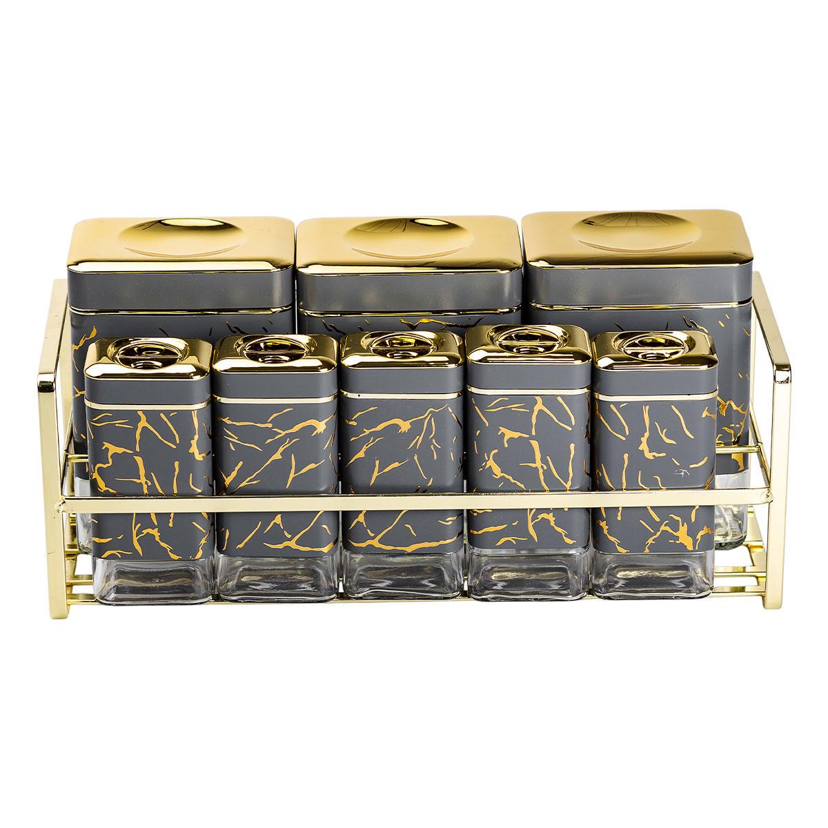 Набір для приправ та спецій на підставці з кришками 8 шт. Сірий (HP-1366)